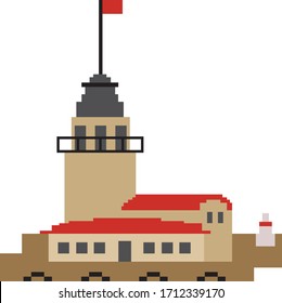 Vector design of Maiden's Tower ( Kiz Kulesi in Turkish ), which is one of the most famous landmarks in Istanbul, Turkey. 