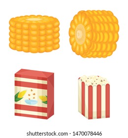 Vector design of maize and food symbol. Collection of maize and crop vector icon for stock.