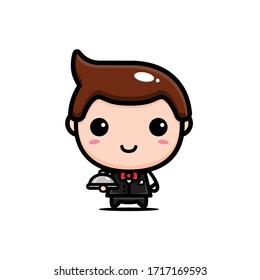 Vector design of male waiter characters