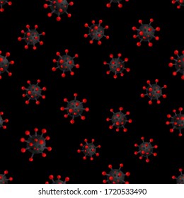 diseño vectorial de un patrón maligno del virus de la corona, con un fondo oscuro
