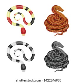 Vector design of mammal and danger sign. Collection of mammal and medicine stock symbol for web.