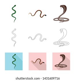 Vector design of mammal and danger sign. Set of mammal and medicine stock vector illustration.