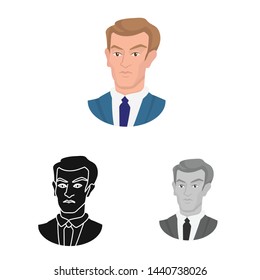 Vector design of man and businessman logo. Set of man and face stock vector illustration.