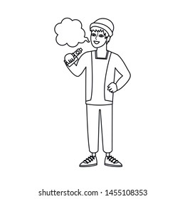 Vector design of man and cigar icon. Set of man and device vector icon for stock.