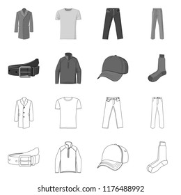 Vector design of man and clothing icon. Set of man and wear vector icon for stock.