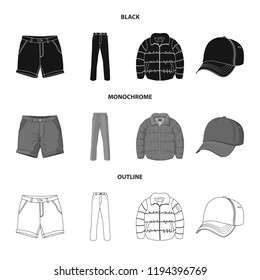 Vector design of man and clothing icon. Set of man and wear vector icon for stock.
