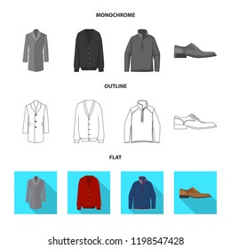 Vector design of man and clothing icon. Set of man and wear stock vector illustration.
