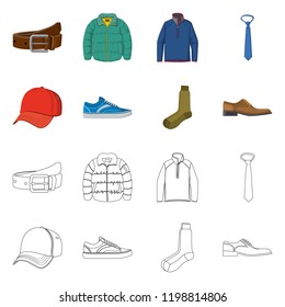 Vector design of man and clothing icon. Set of man and wear stock vector illustration.
