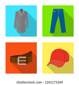 Vector design of man and clothing icon. Set of man and wear stock symbol for web.
