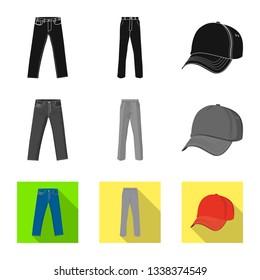 Vector design of man and clothing icon. Collection of man and wear stock symbol for web.