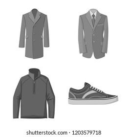 Vector design of man and clothing logo. Set of man and wear stock vector illustration.