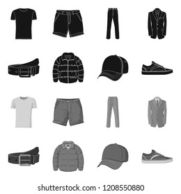 Vector design of man and clothing logo. Set of man and wear vector icon for stock.