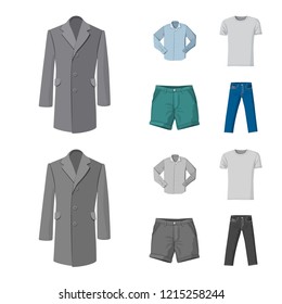Vector design of man and clothing logo. Set of man and wear stock symbol for web.