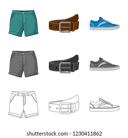 Vector design of man and clothing logo. Collection of man and wear stock symbol for web.