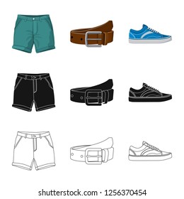 Vector design of man and clothing logo. Set of man and wear stock symbol for web.