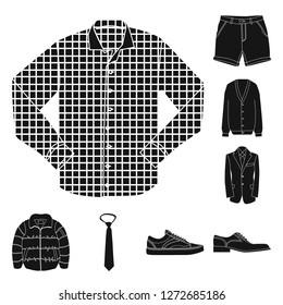 Vector design of man and clothing logo. Set of man and wear stock symbol for web.