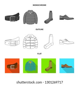 Vector design of man and clothing logo. Set of man and wear vector icon for stock.
