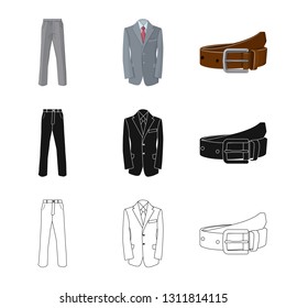 Vector design of man and clothing logo. Set of man and wear stock vector illustration.