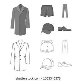 Vector design of man and clothing logo. Set of man and wear stock symbol for web.