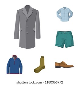 Vector design of man and clothing sign. Collection of man and wear vector icon for stock.