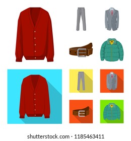 Vector design of man and clothing sign. Set of man and wear stock symbol for web.