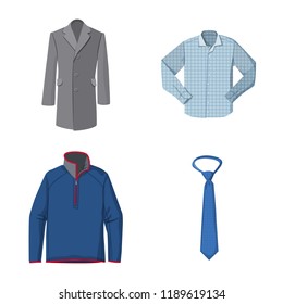 Vector design of man and clothing sign. Collection of man and wear stock symbol for web.