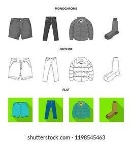 Vector design of man and clothing sign. Collection of man and wear stock vector illustration.