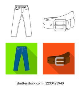 Vector design of man and clothing sign. Set of man and wear stock vector illustration.