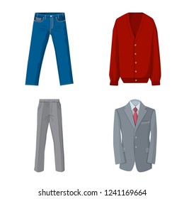 Vector design of man and clothing sign. Collection of man and wear vector icon for stock.