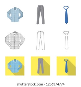 Vector design of man and clothing sign. Collection of man and wear stock vector illustration.