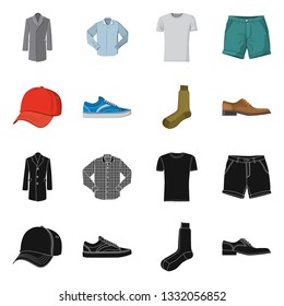 Vector design of man and clothing sign. Collection of man and wear vector icon for stock.