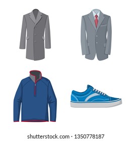 Vector design of man and clothing sign. Collection of man and wear stock symbol for web.