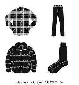 Vector design of man and clothing symbol. Set of man and wear stock vector illustration.