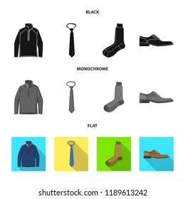 Vector design of man and clothing symbol. Set of man and wear vector icon for stock.