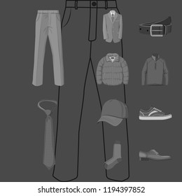 Vector design of man and clothing symbol. Set of man and wear vector icon for stock.