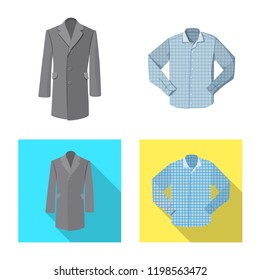 Vector design of man and clothing symbol. Collection of man and wear stock symbol for web.