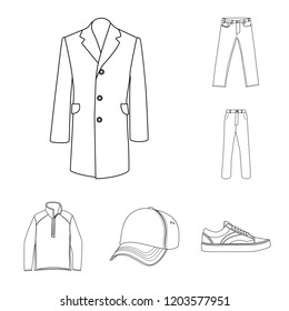 Vector design of man and clothing symbol. Collection of man and wear vector icon for stock.