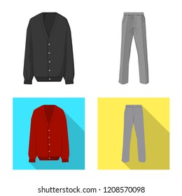 Vector design of man and clothing symbol. Set of man and wear vector icon for stock.