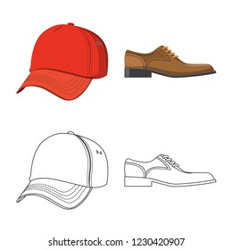 Vector design of man and clothing symbol. Collection of man and wear vector icon for stock.
