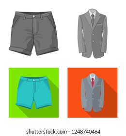 Vector design of man and clothing symbol. Set of man and wear vector icon for stock.