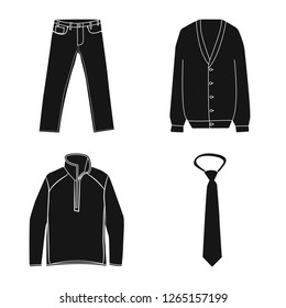 Vector design of man and clothing symbol. Set of man and wear vector icon for stock.