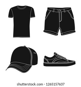 Vector design of man and clothing symbol. Set of man and wear stock vector illustration.