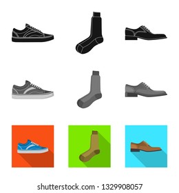 Vector design of man and clothing symbol. Set of man and wear vector icon for stock.