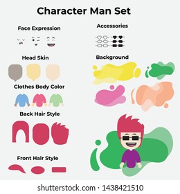 Vector Design of man creation Character set for build your own avatar