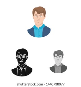 Vector design of man and face symbol. Collection of man and young stock symbol for web.