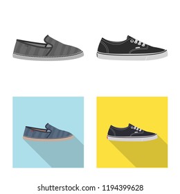 Vector design of man and foot icon. Set of man and wear vector icon for stock.