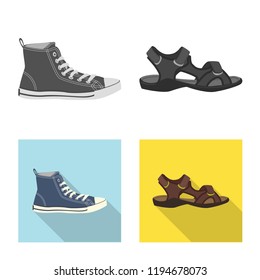 Vector design of man and foot icon. Collection of man and wear vector icon for stock.