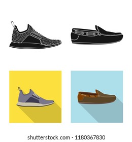 Vector design of man and foot logo. Collection of man and wear vector icon for stock.