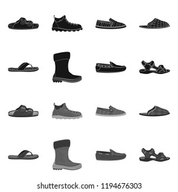 Vector design of man and foot logo. Set of man and wear vector icon for stock.