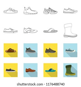 Vector design of man and foot sign. Collection of man and wear stock symbol for web.